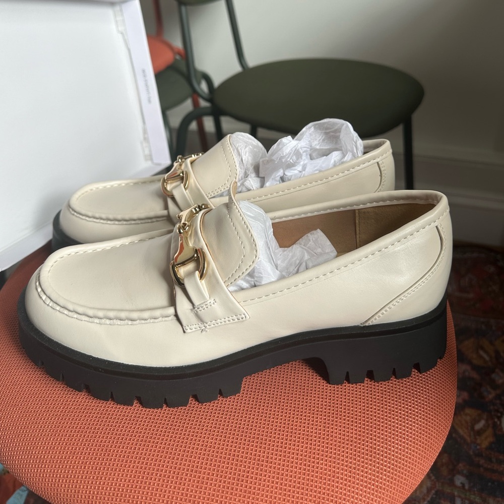 Nine West white loafers